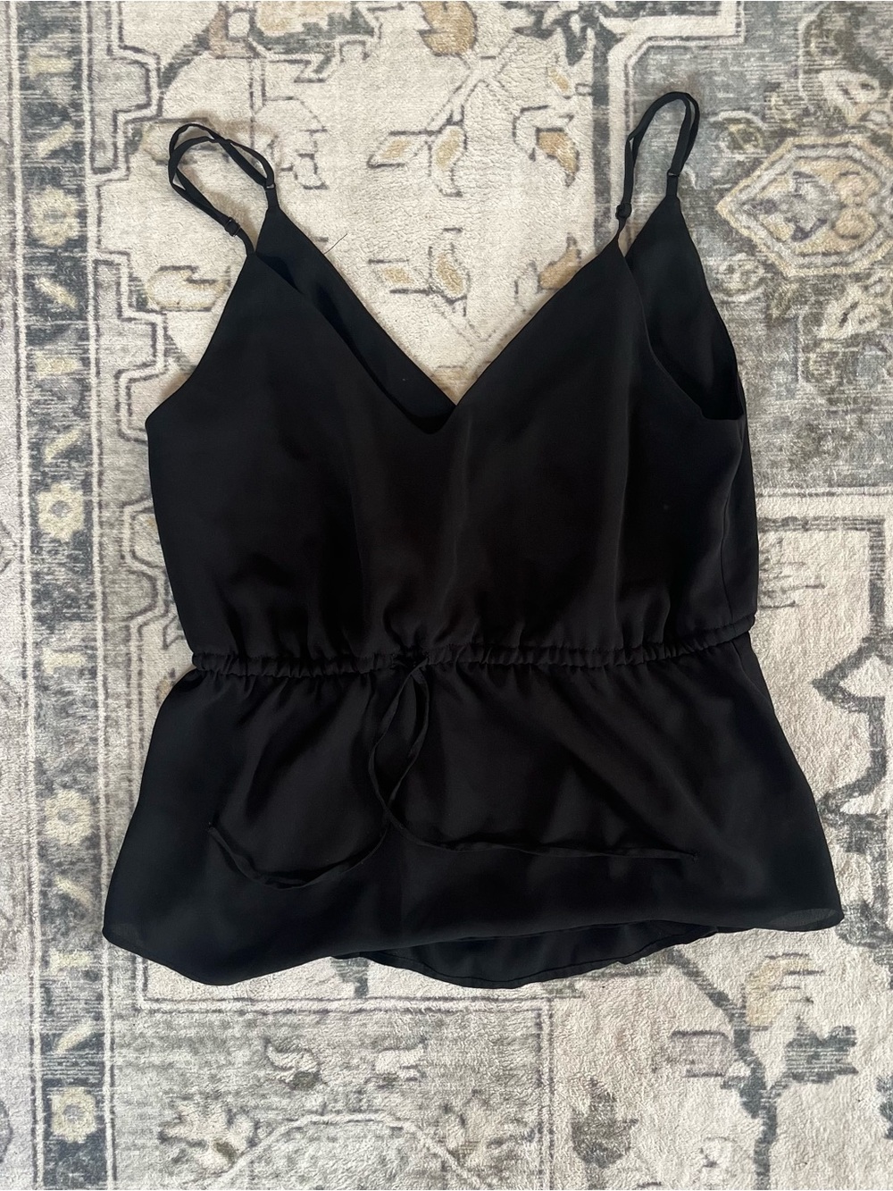 Babaton Black V-Neck Camisole with Drawstring Waist